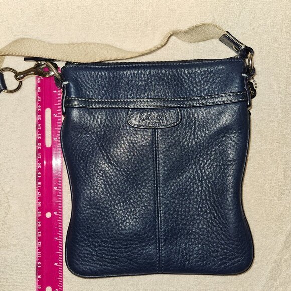 COACH 42206 Penelope Navy Pebbled Leather Crossbody - Picture 2 of 10